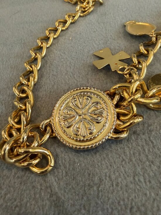 Vintage Escada Belt Lucky Charms Chain- Swag Gold Medallions Hearts Horseshoes main image 8